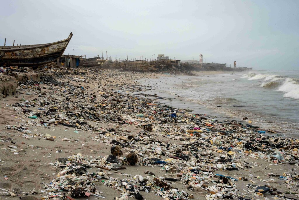 Beaches in Jamestown, Accra, are smothered in plastic waste (SourceMaterial)
